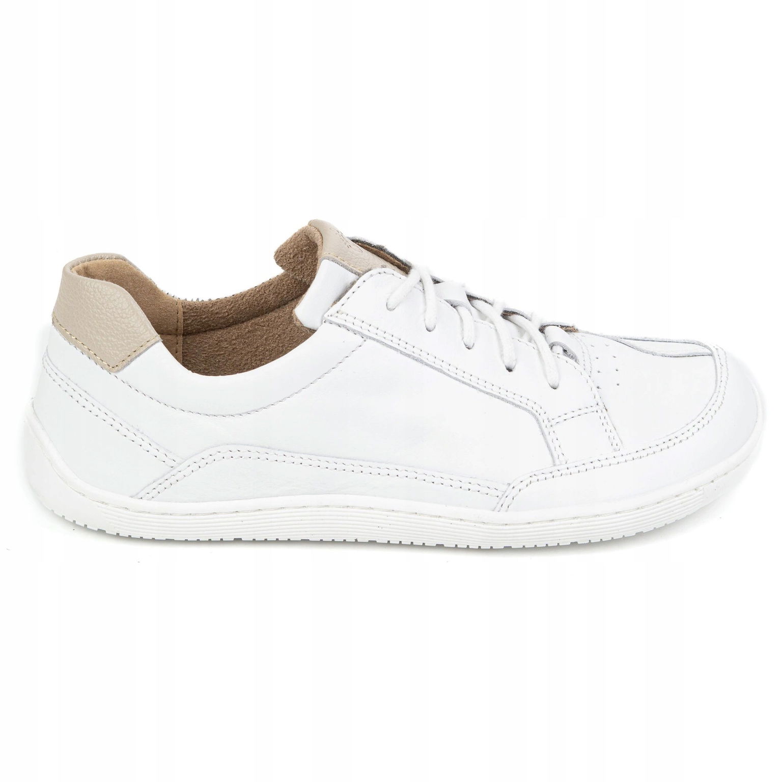 Olivier 1282 kožené barefootové tenisky so širokým nosom, zero drop, biele 38