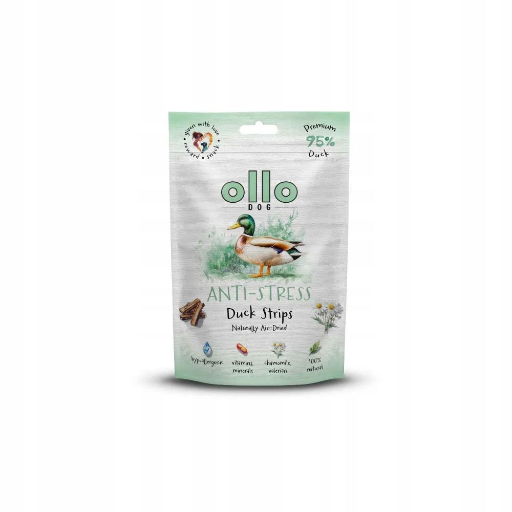 Ollo Air Dried Anti-Stress Duck Strips 80g sušené relaxačné pochúťky s