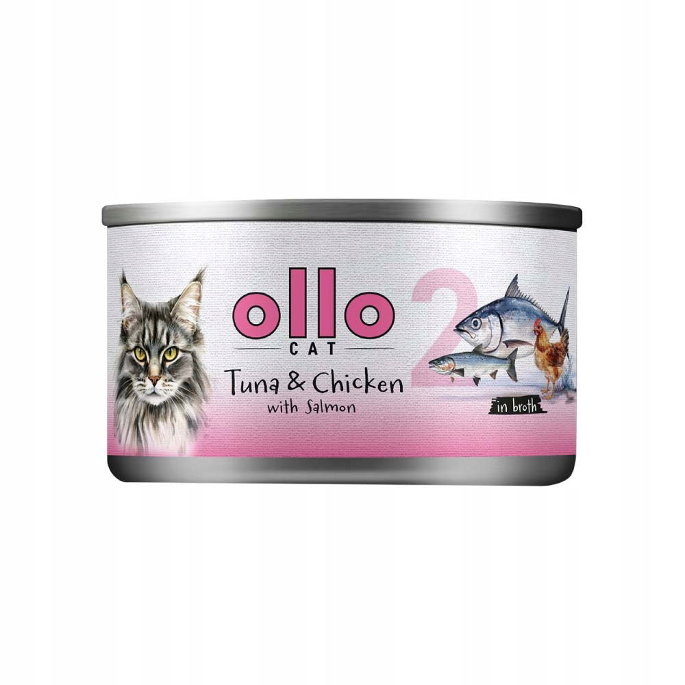 Ollo Cat č. 2 Tuniak Kuracie Mäso Losos 70g mokré krmivo pre mačky