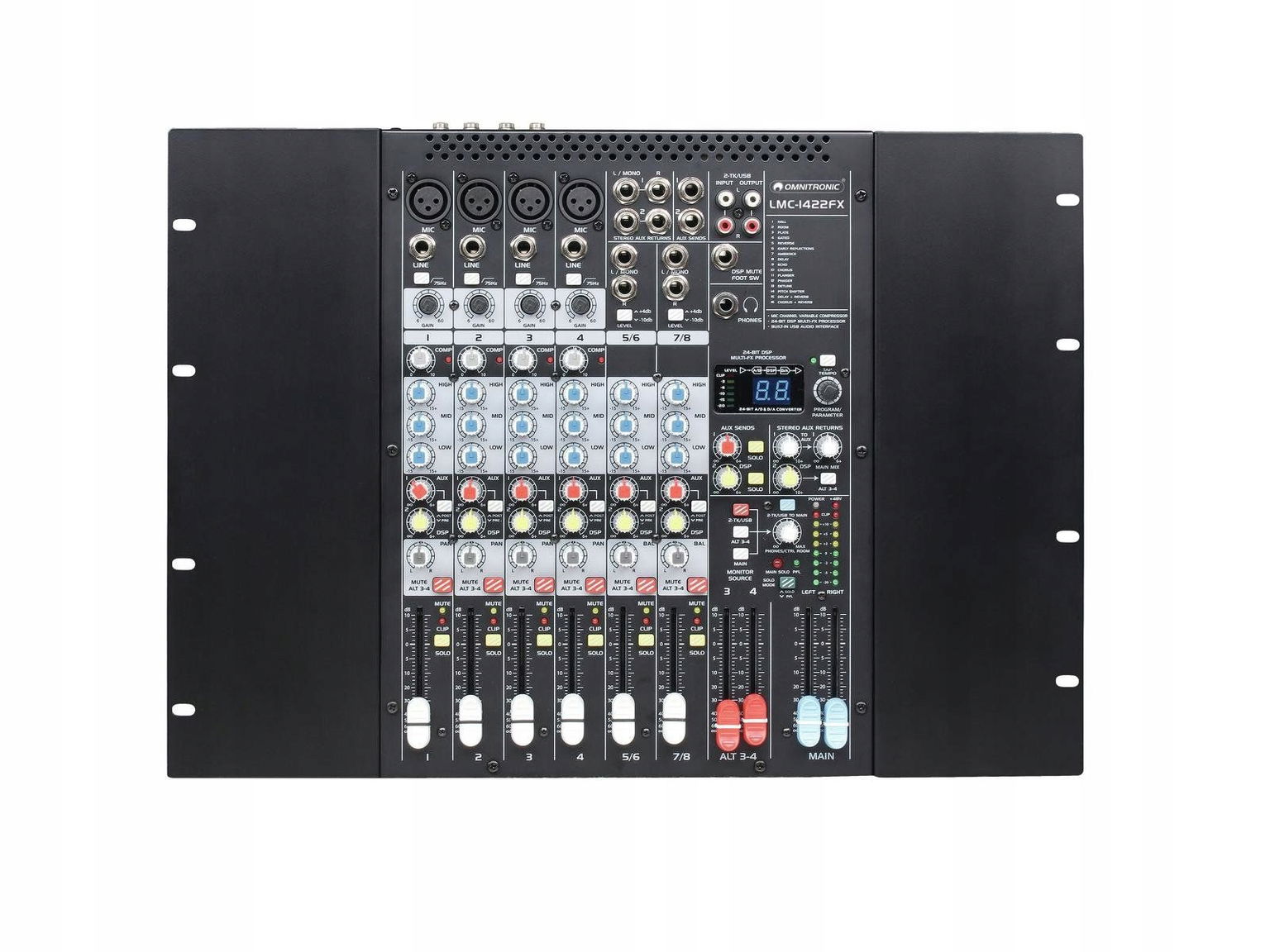 Omnitronic LMC-1422FX Usb rackový mixér