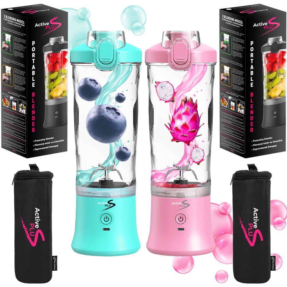 Originálny bezdrôtový mixér ActivePlus ružový a tyrkysový 2 x puzdro