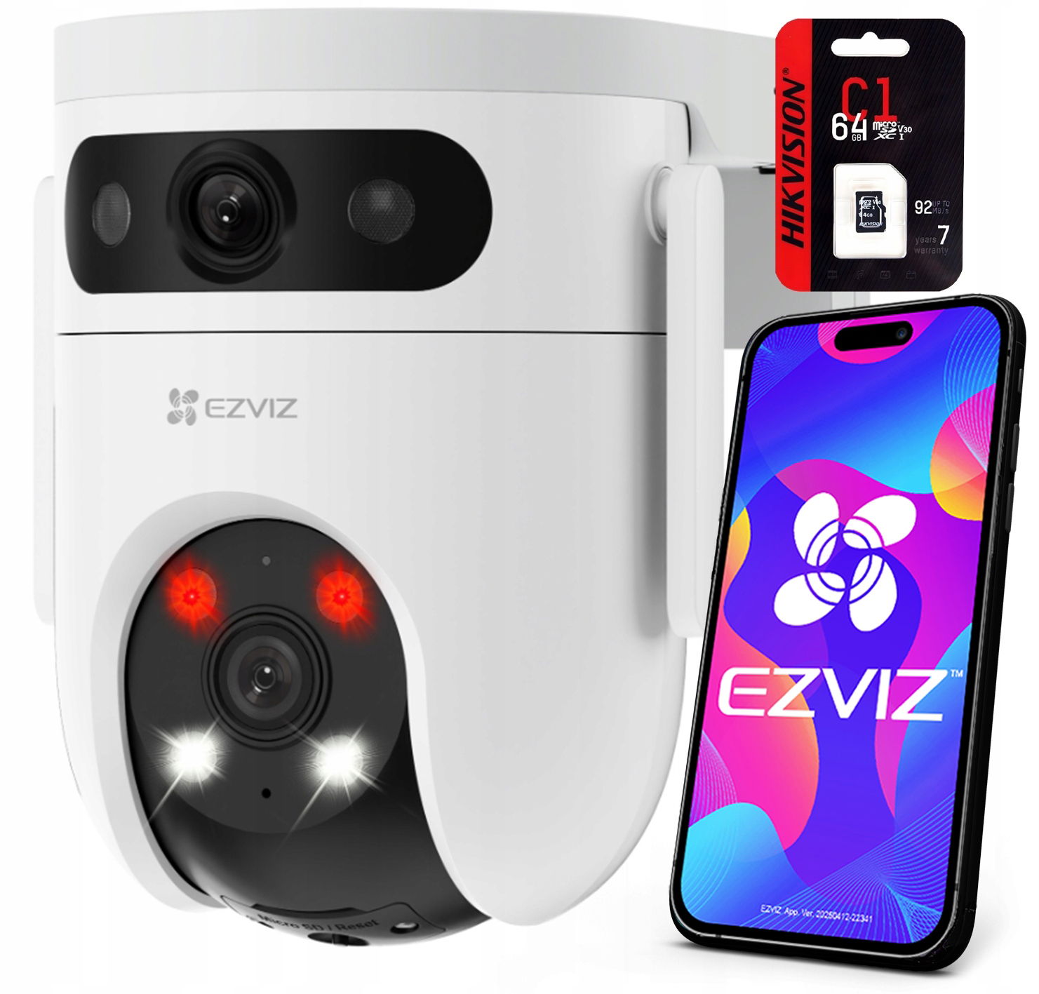 Otočná kamera WiFi H9C 6MPx (3MP+3MP) Ezviz Pamäťová karta Sd 64GB
