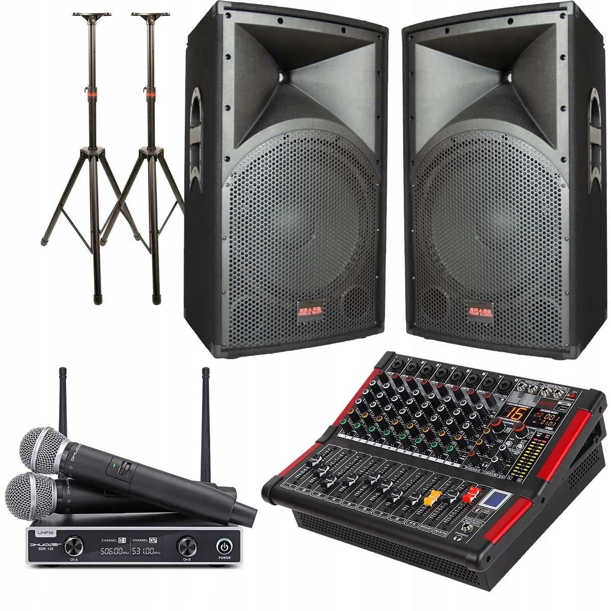 Ozvučovací set BTA23E Mikrofóny mixér 8 kanálov Bt Usb 15" Stĺpec