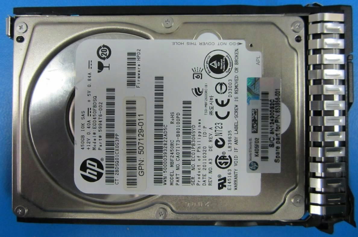 Packard Enterprise 450Gb 6G Sas Hdd 10K 2.5in Sc