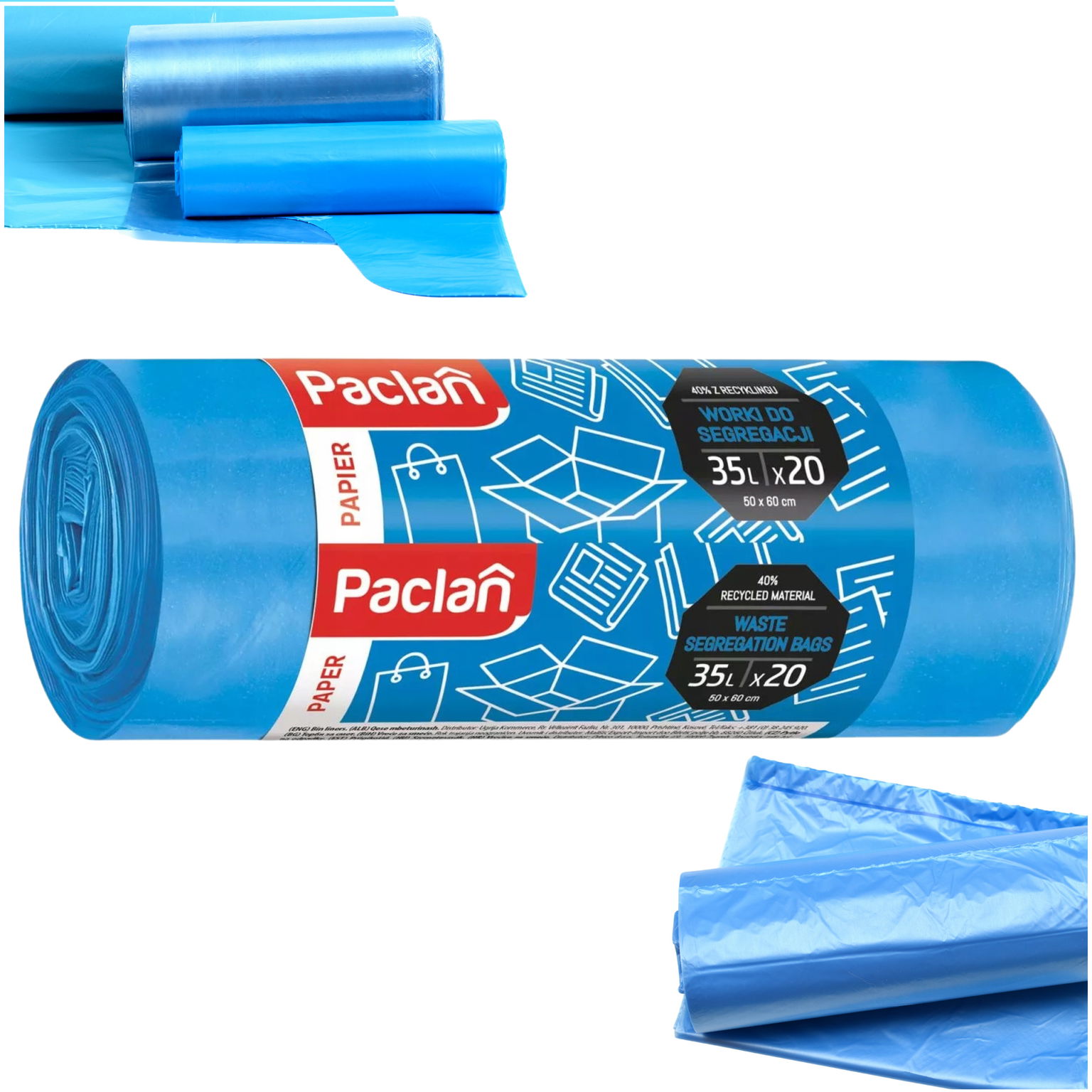 Paclan Vrecia na odpadky na triedenie odpadu 35 l Modré 20 Kusov Praktické