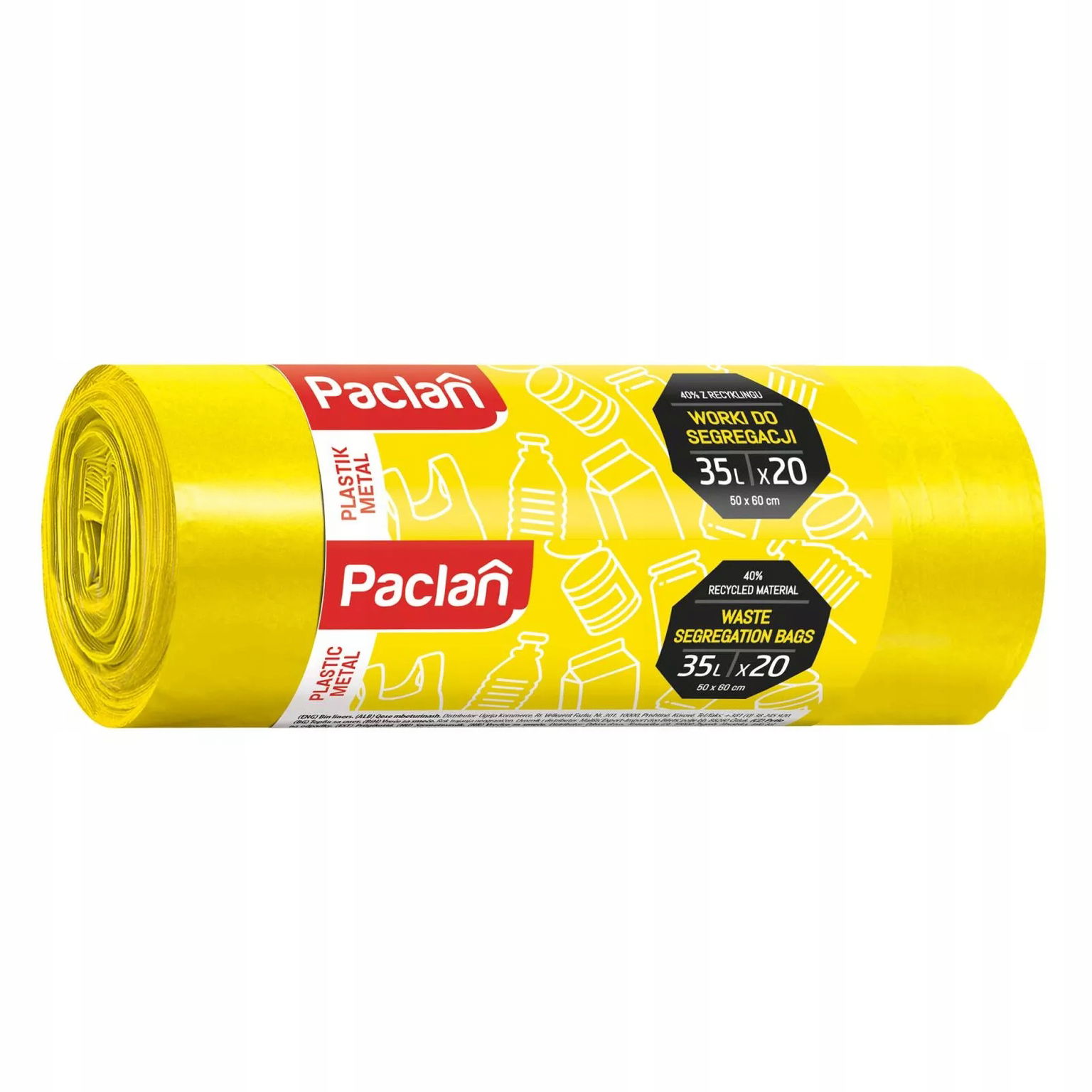 Paclan Žlté vrecia na odpadky na triedenie plastov 35 l 20 kusov