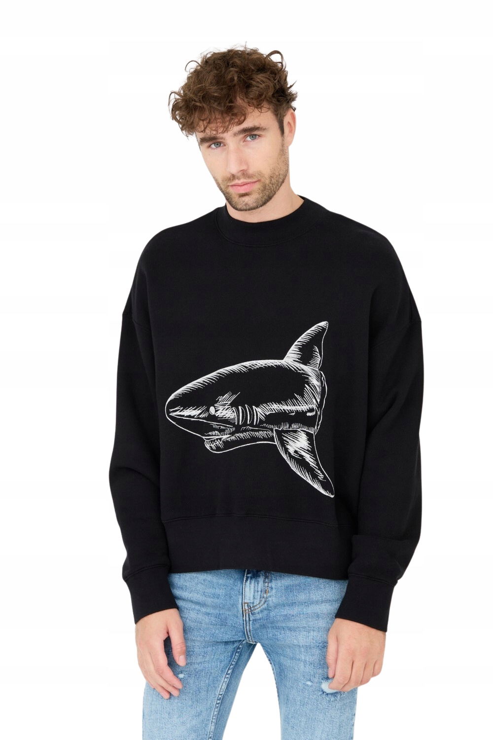 Palm Angels Čierna mikina Split Shark Crew L