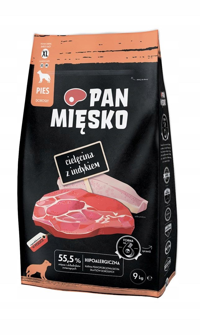 Pan Mięsko Teľacie mäso s morčacím mäsom (dospelý) a chrumkami XL suché krmivo pre psa
