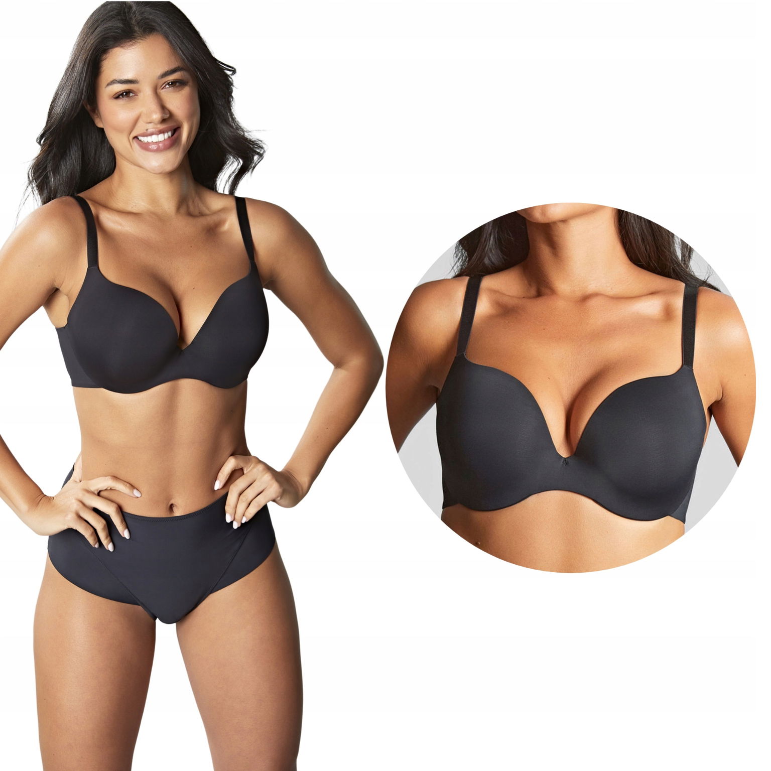 Panache 365 vystužená podprsenka plunge čierna 80H UK36FF