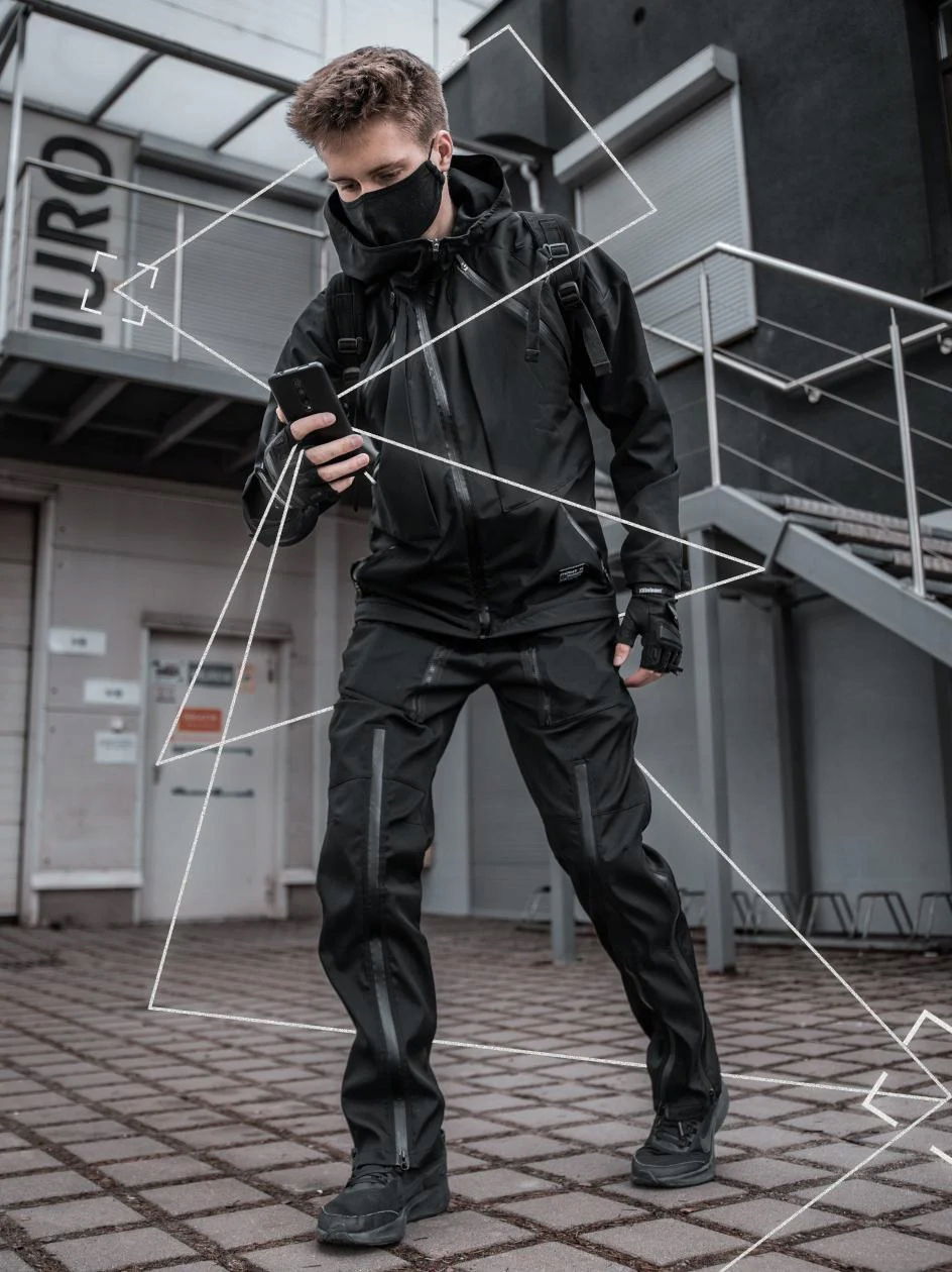 Pánska Bunda Techwear Čierna Prechodná Taktická Point X Active Tech XL