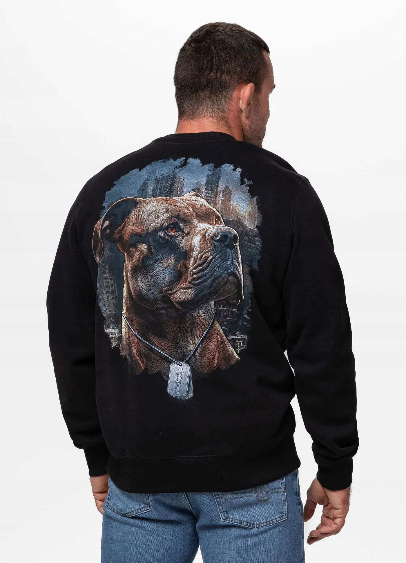Pánska mikina Crewneck Pit Bull Hero čierna S