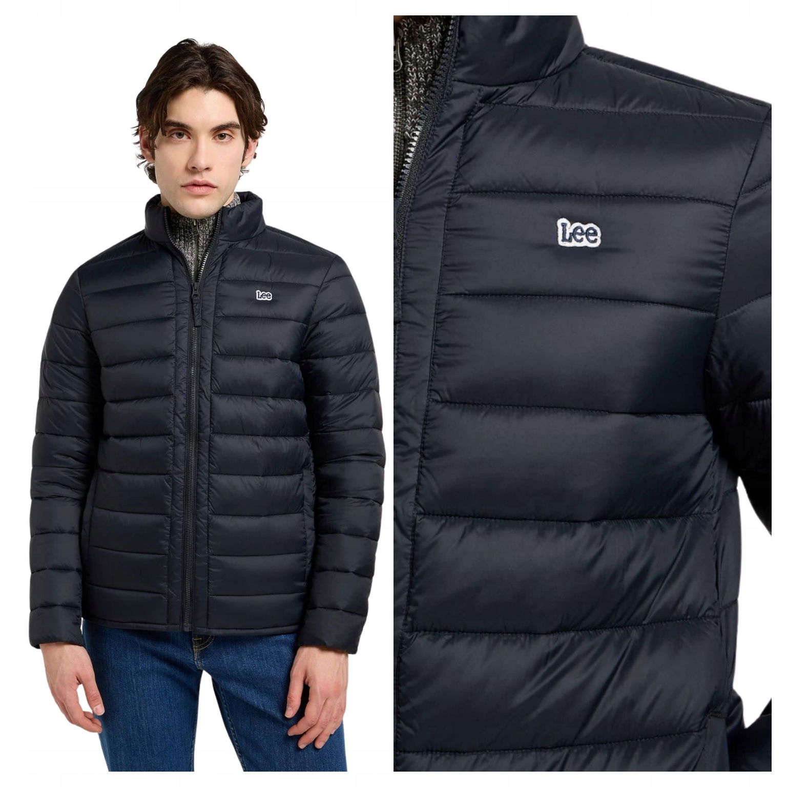 Pánska Pánska Lee Stand Collar Puffer čierna Black Regular Fit XXL