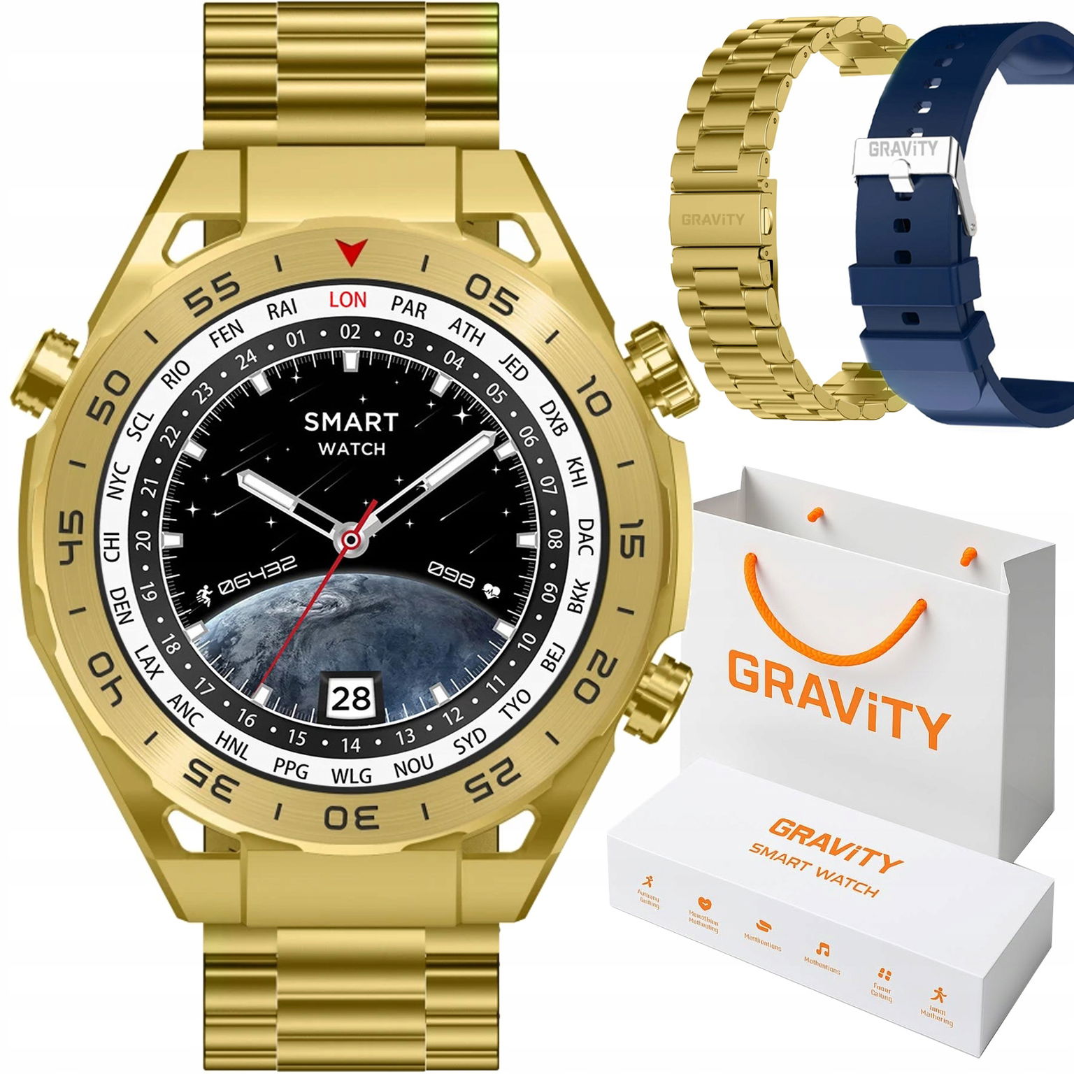 Pánske hodinky Smartwatch Gravity GT13-8 Gd/gd/bu