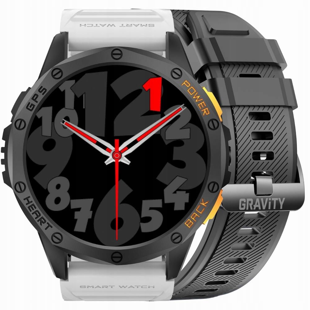 Pánske inteligentné hodinky Gravity Gps GT24-2 Čierny silikónový pásik Biely pásik S