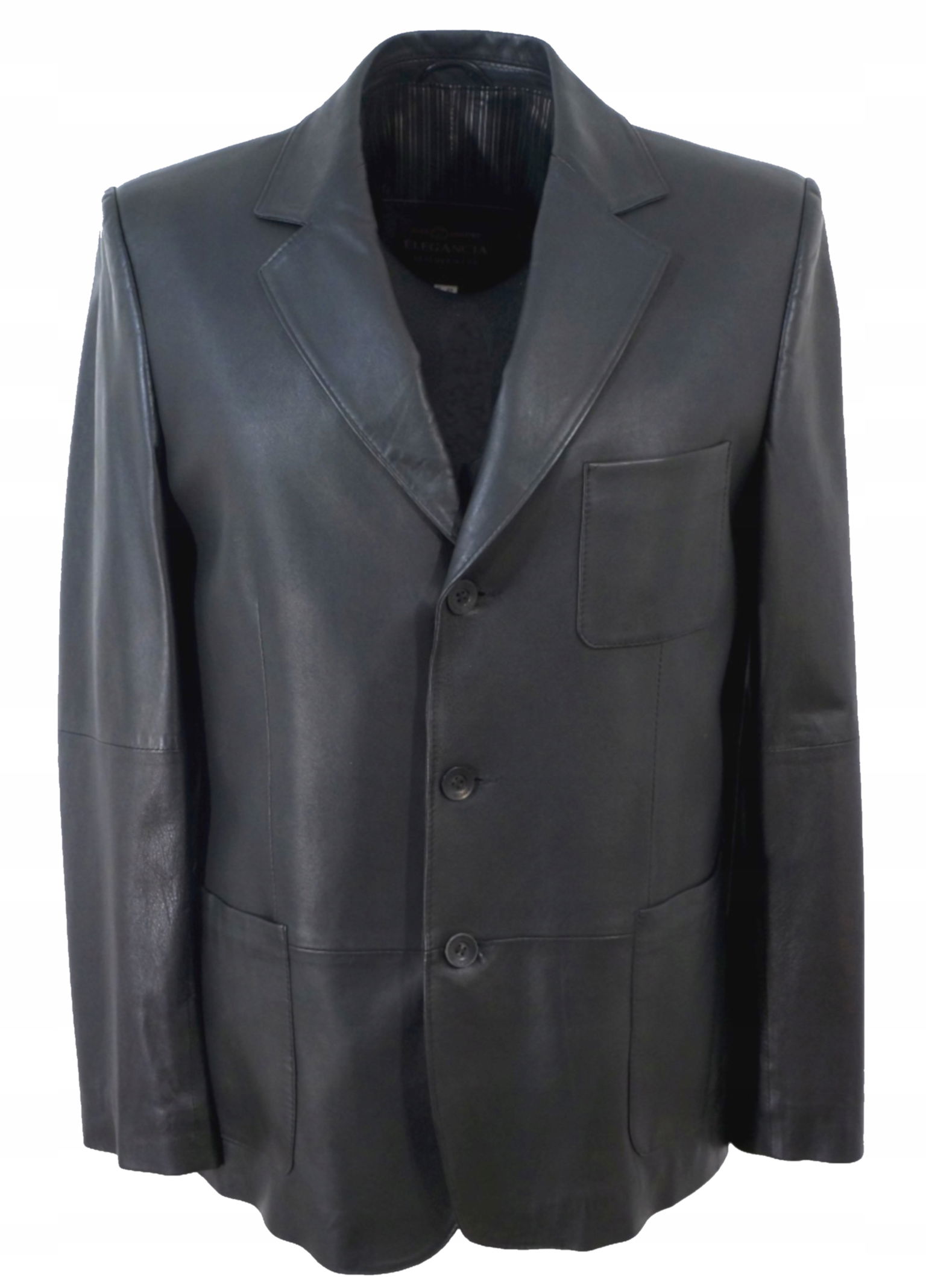 Pánske kožené sako 48 Elegantná Čierna Nová