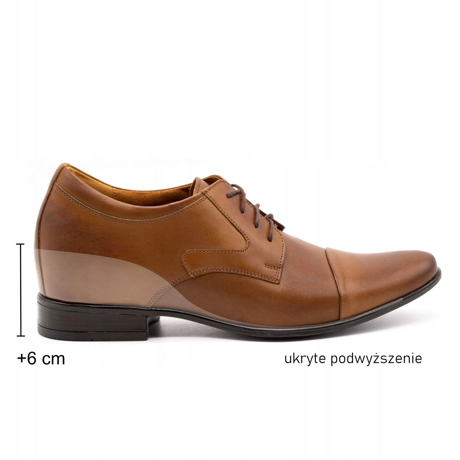 Pánske kožené vizitkové topánky P10 vyvýšené 6 cm hnedé 45