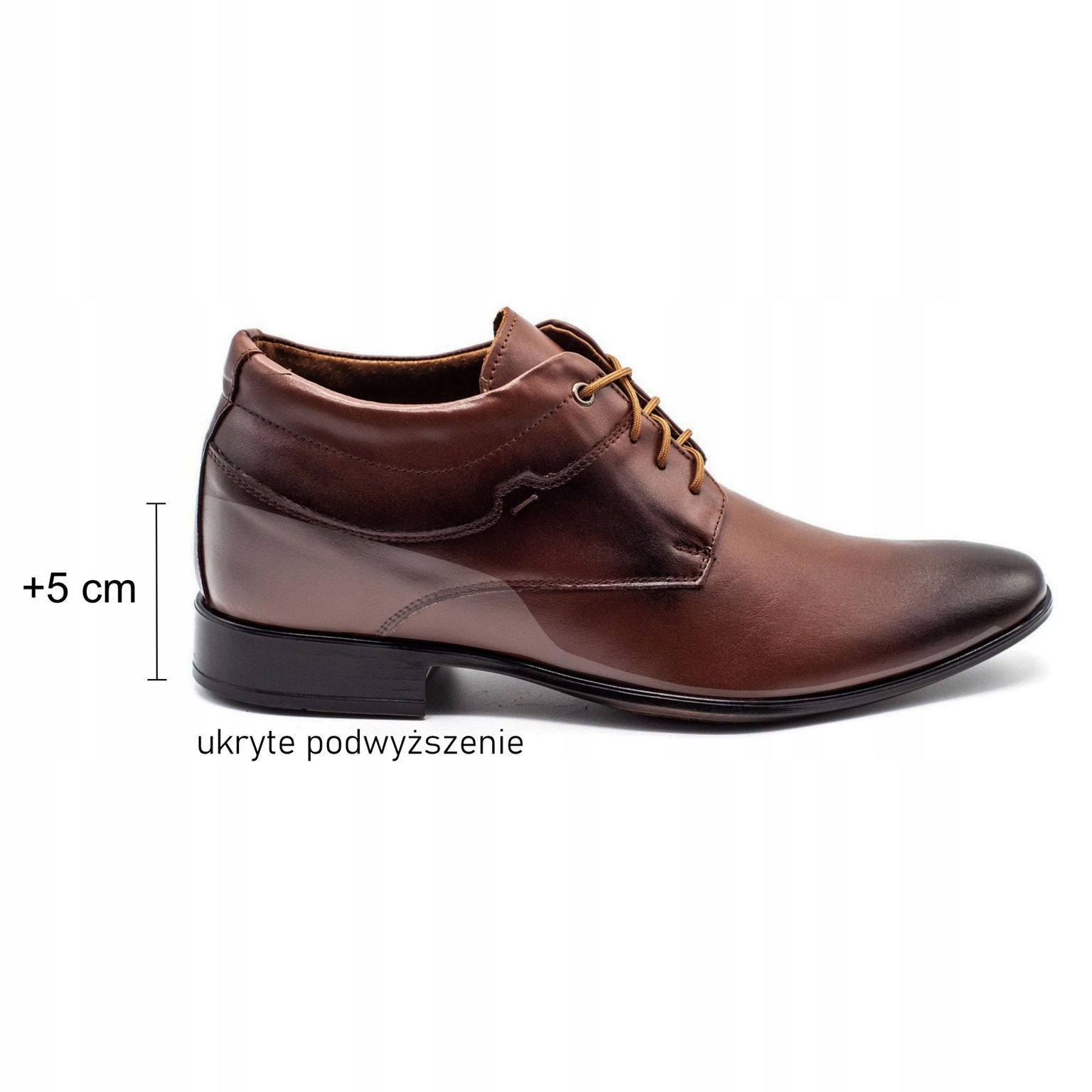 Pánske kožené vyvýšené topánky +5 cm 300LU hnedé 39