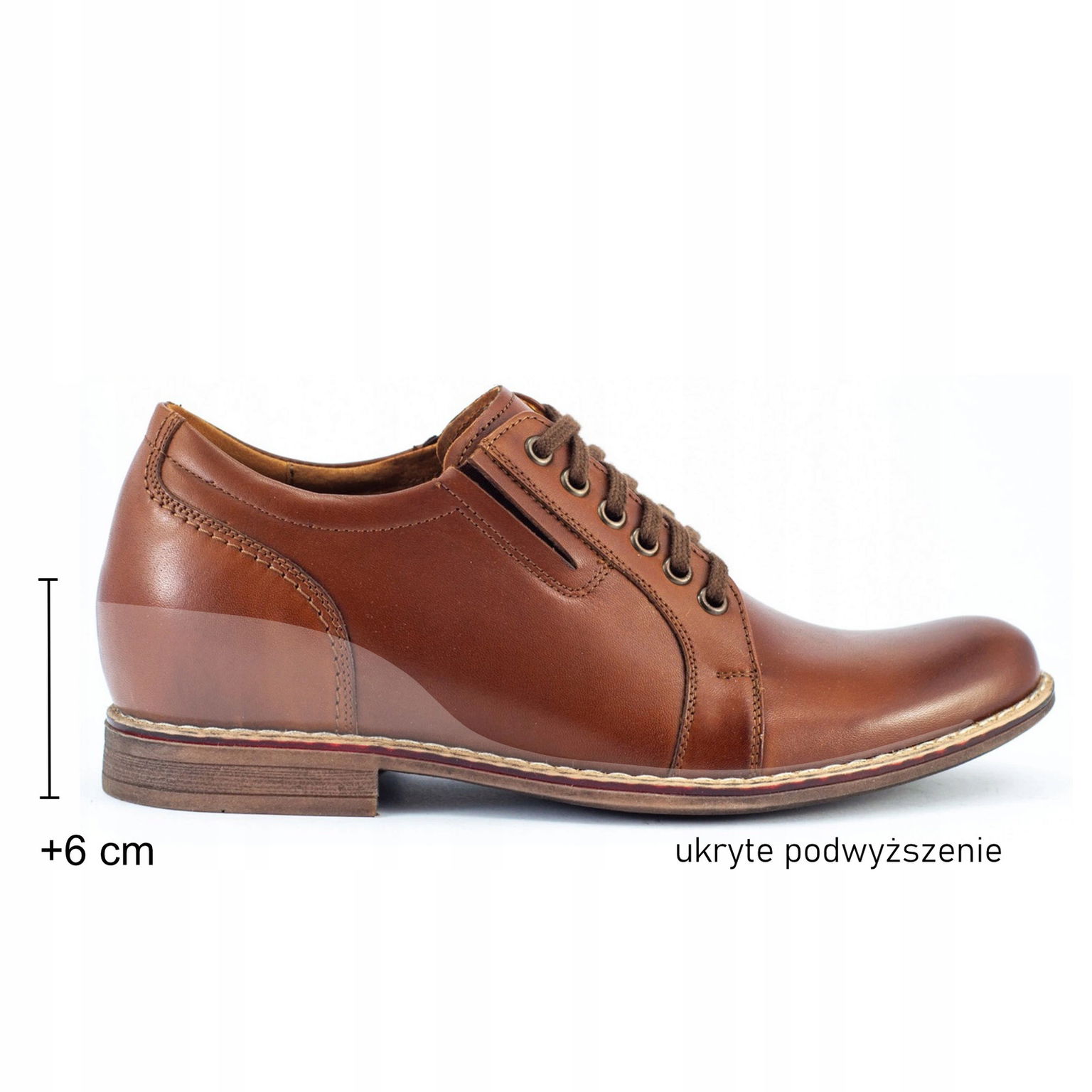 Pánske kožené vyvýšené topánky 6 cm P24 hnedé 45