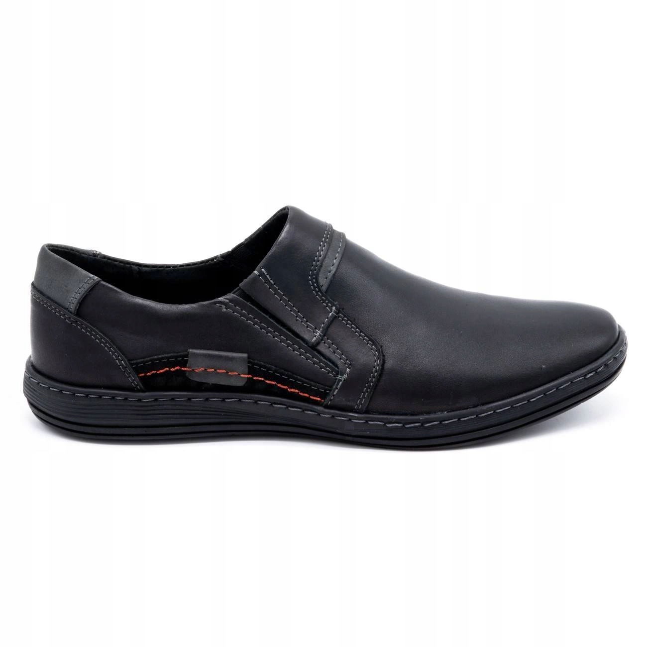 Pánske kožené zasúvacie mokasíny slip on Poľské 520 čierne 47