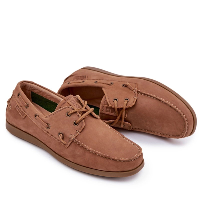Pánske Mokasíny Z Prírodnej Kože Big Star RR174162 Hi Poly Systém Camel 42