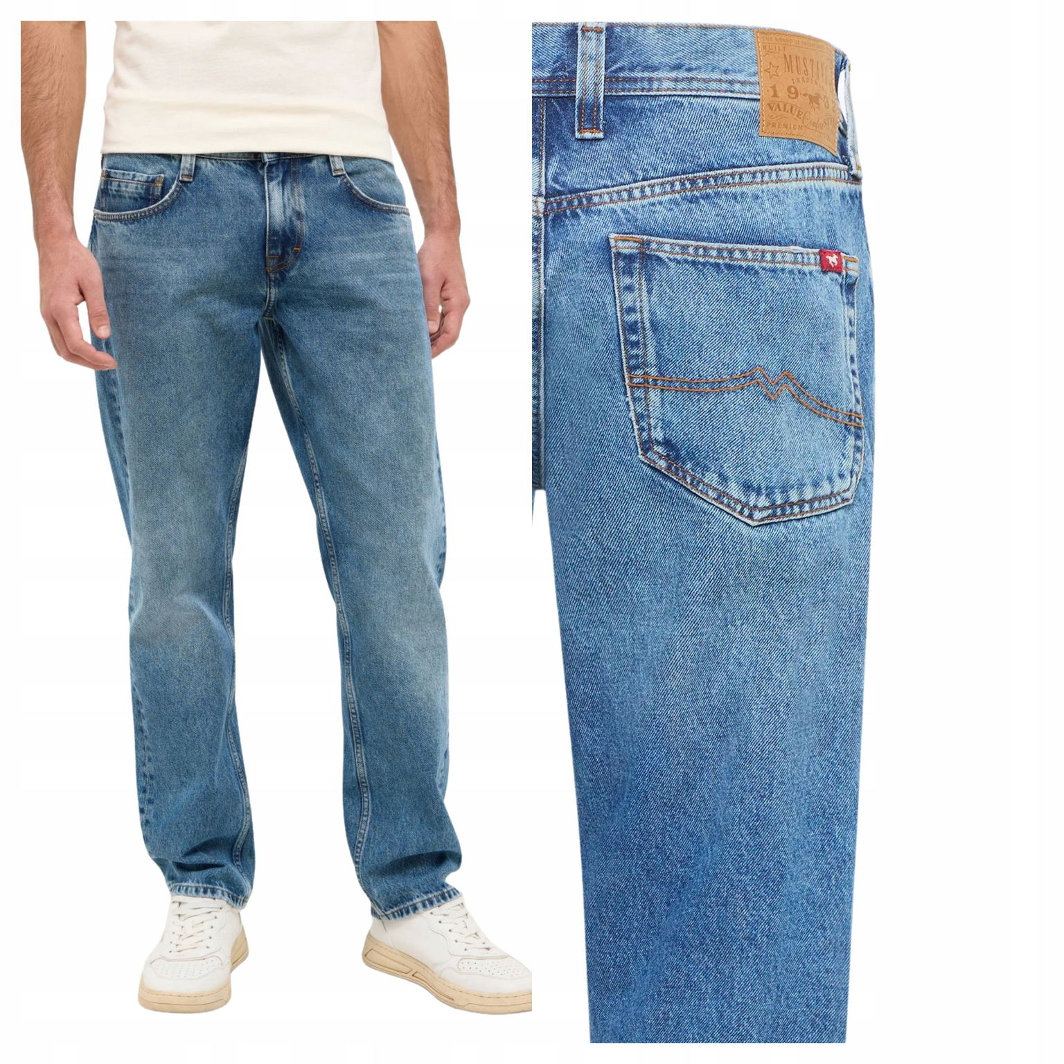 Pánske nohavice Mustang Denver Straight Džínsy Modré Denim Blue W32 L34
