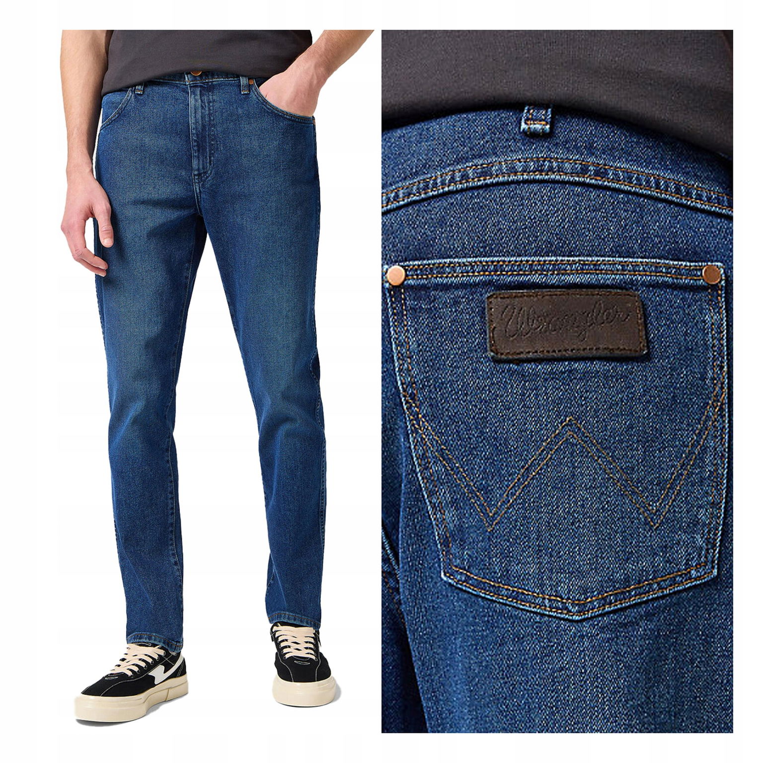 Pánske nohavice Wrangler Larston Džínsové Slim Zúžené Modré W36 L30