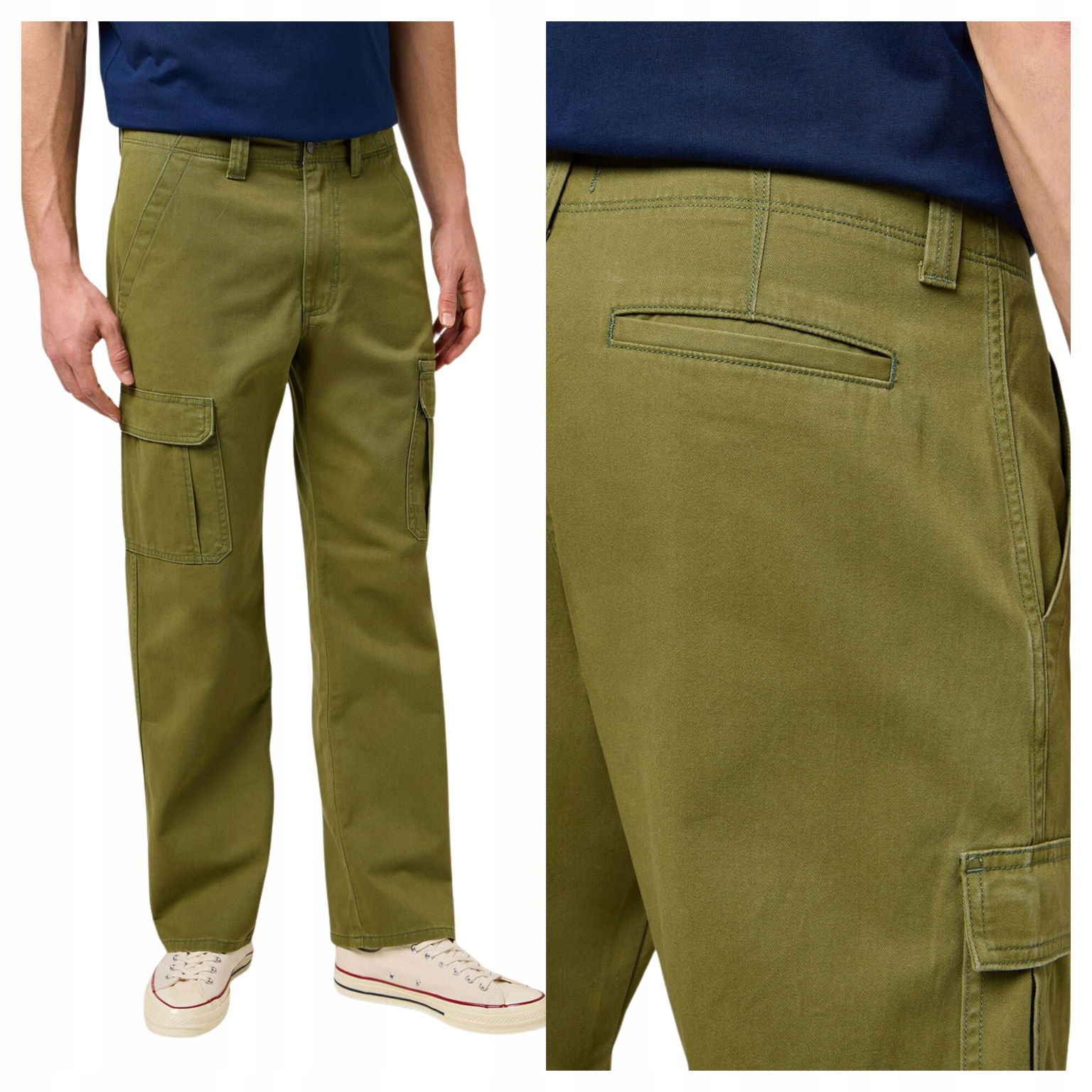 Pánske nohavice Wrangler Regular Cargo Látkové Klasické Zelené W36 L34