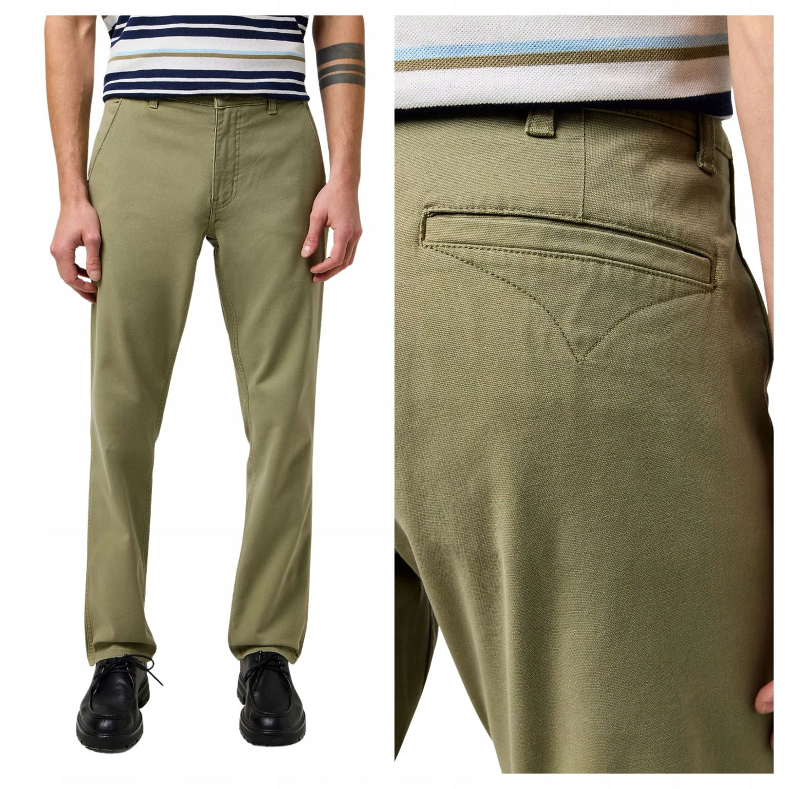 Pánske nohavice Wrangler Regular Chino Aloe Zelená Casual W33 L30