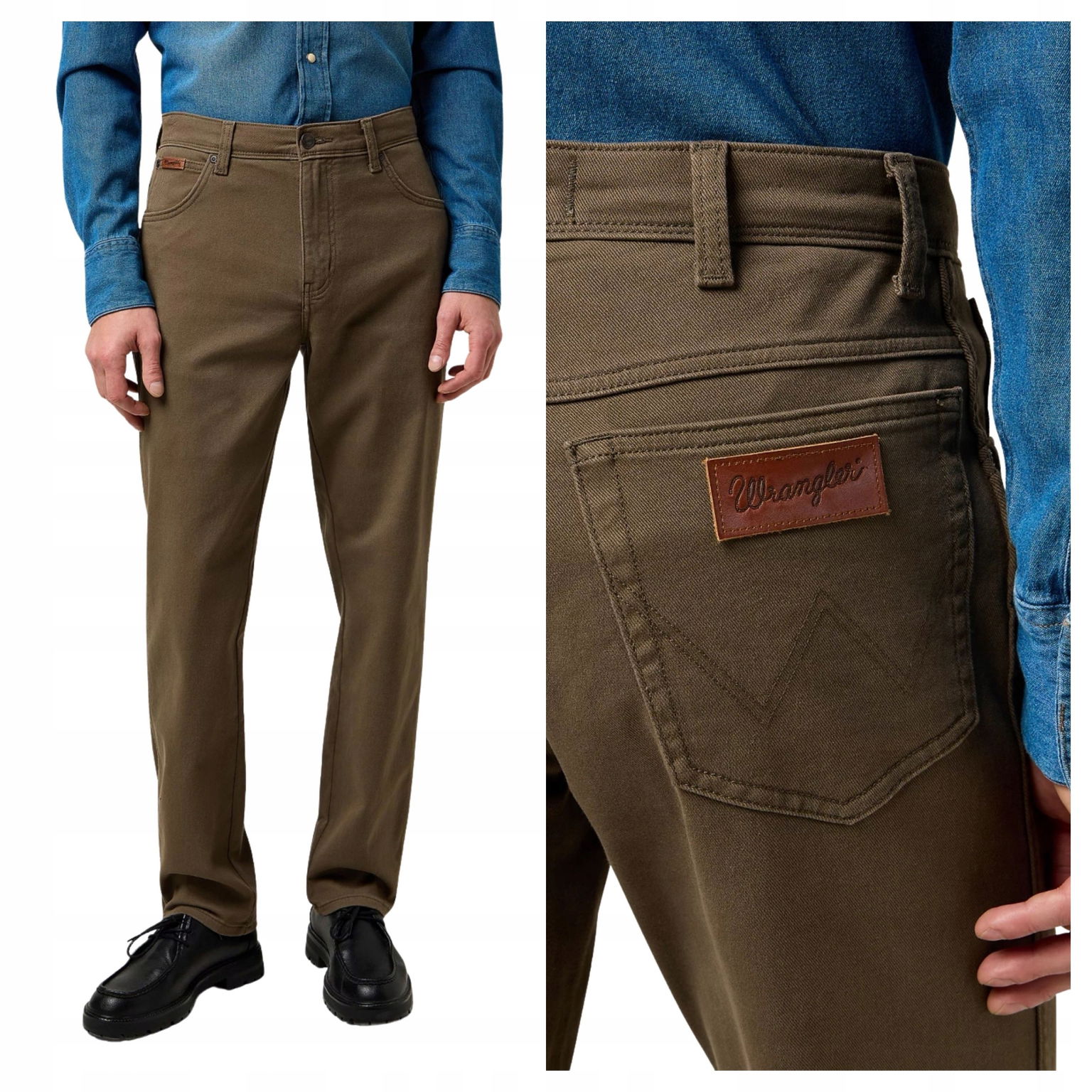 Pánske nohavice Wrangler Texas Straight Fit Hnedé Tarmac Džínsy W36 L32