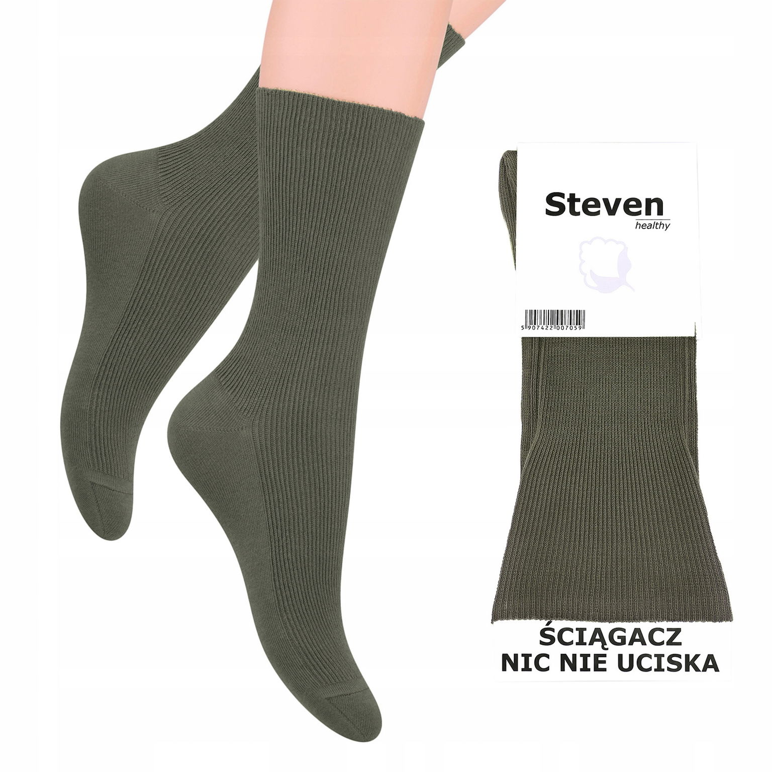 Pánske ponožky Bez Stlačenia Olivové Steven 39-42