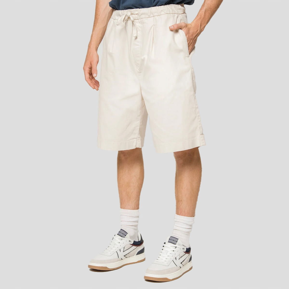 Pánske šortky Kaotiko Relaxed Canvas Pinzas S, Béžová, Mestská