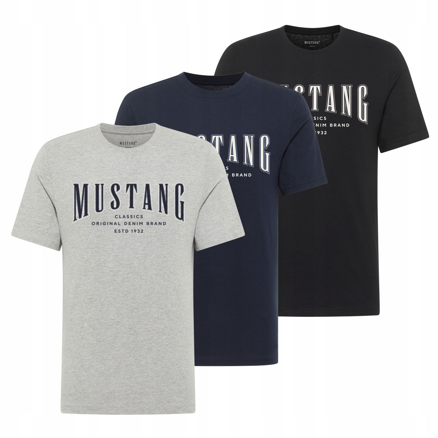 Pánske tričká Mustang s 3 kusmi, Bavlna s logom Alex