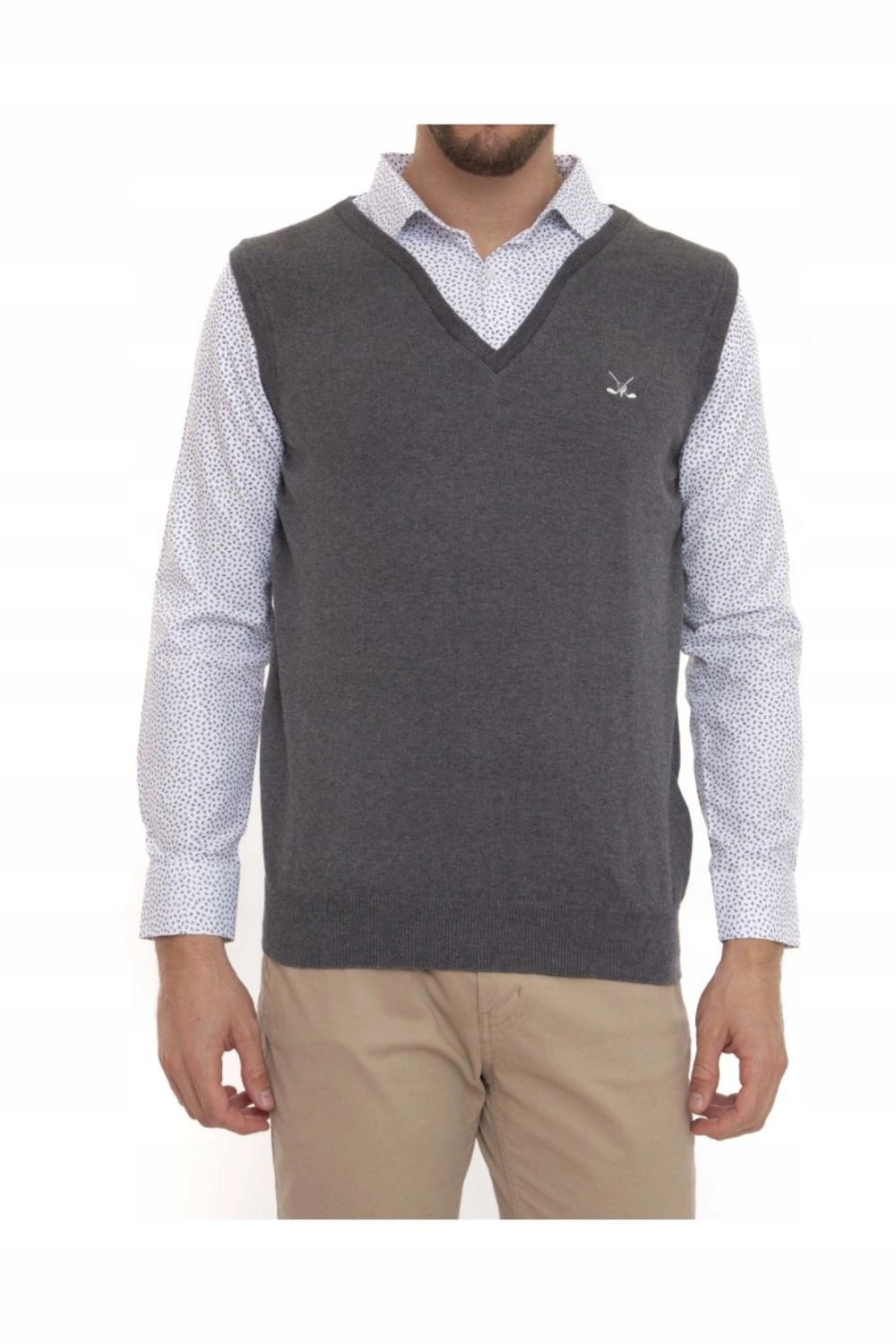 Pánsky sveter Sir Raymond Tailor pulóver s košeľou, sivý veľ. 2XL