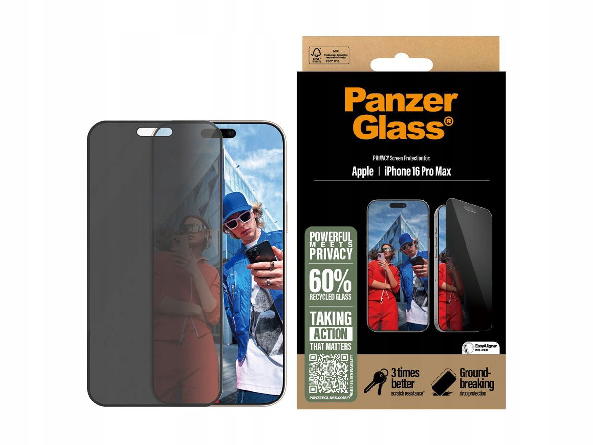PanzerGlass Privacy Screen Protector iPhone 16 Pro Max Ultra-Wide Fit