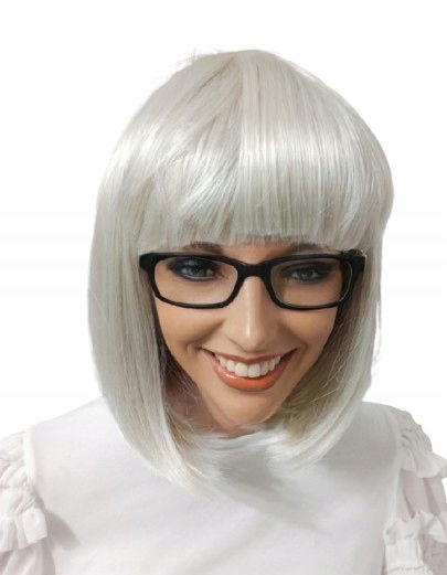 Paruka bob s ofinou vo farbe silver blonde -60