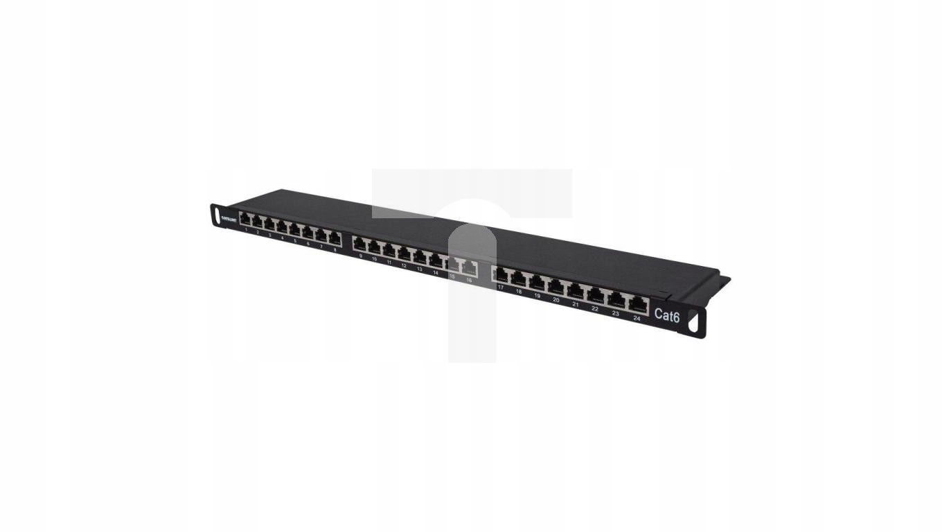 Patch Panel Rack 19 0.5U, 24 portov RJ45 Cat6 Ftp, čierny