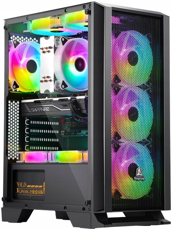 Pc puzdro pre počítač Atx ventilátory Argb tvrdené sklo