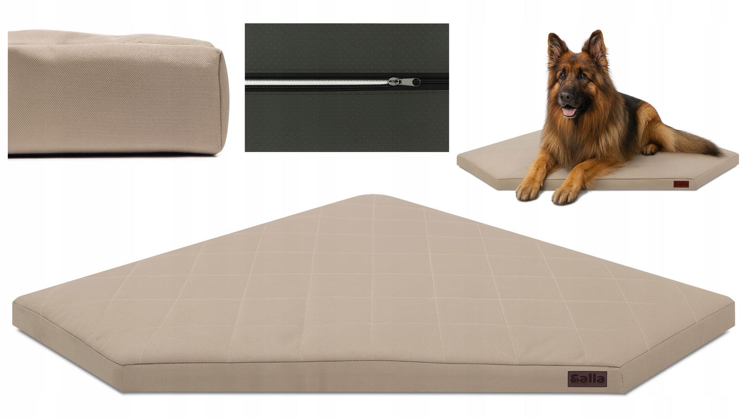 Pelech Rohové pre psa vodeodolný matrac pena zips 130x130 béžová