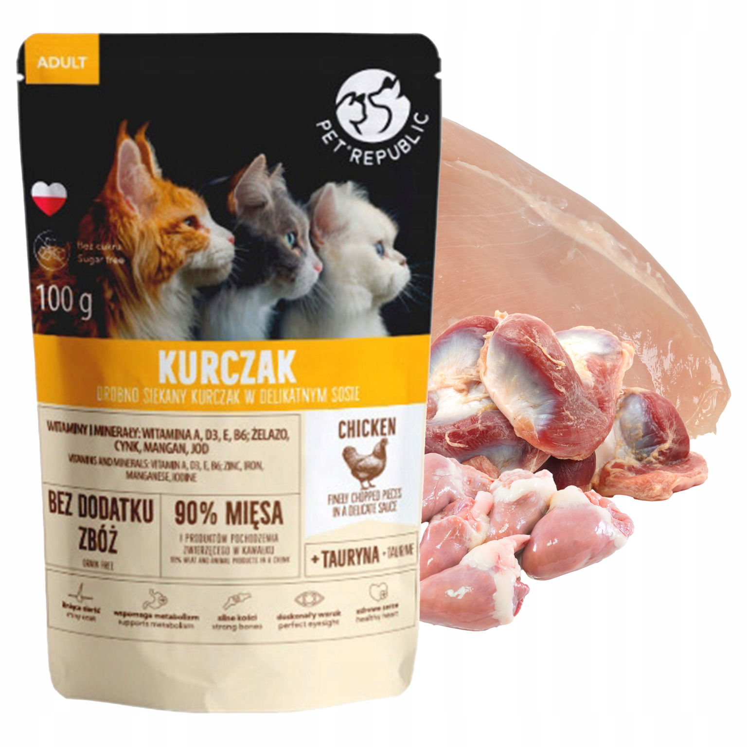 Pet Republic Filetiki mokré krmivo pre mačky Kuracie Mäso 100 g