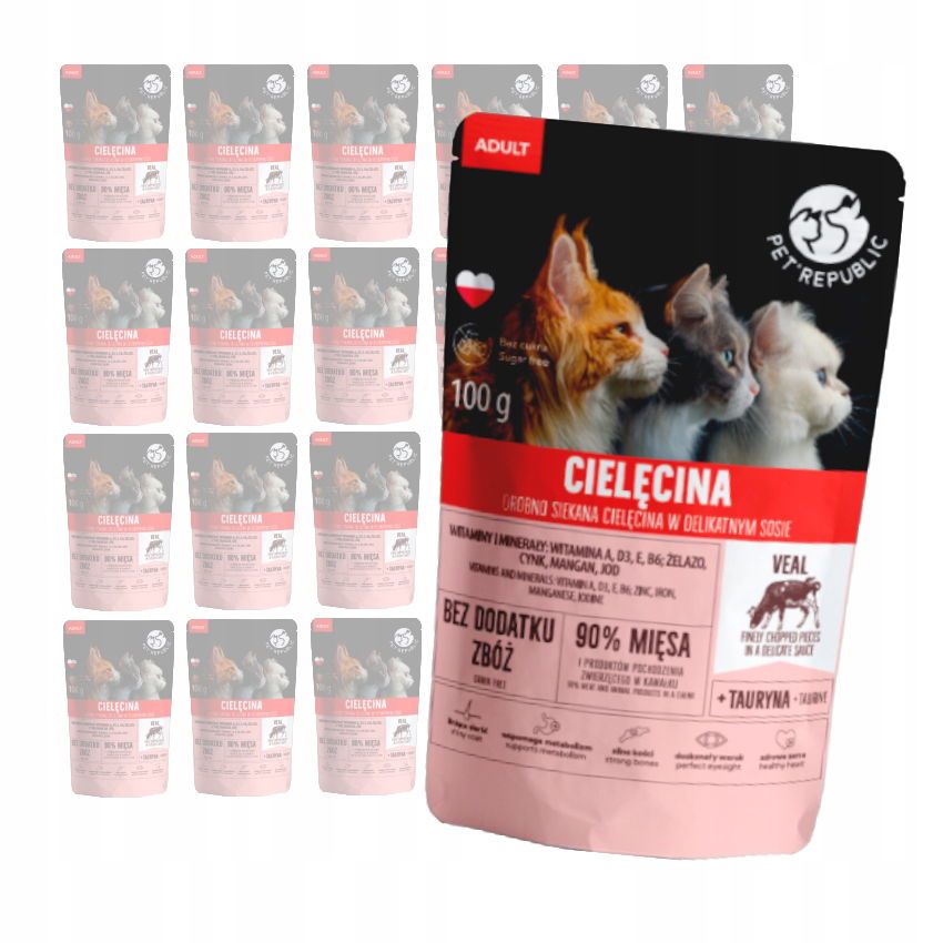 Petrepublic Krmivo Pre Mačky S Teľacím Mäsom 24x100g