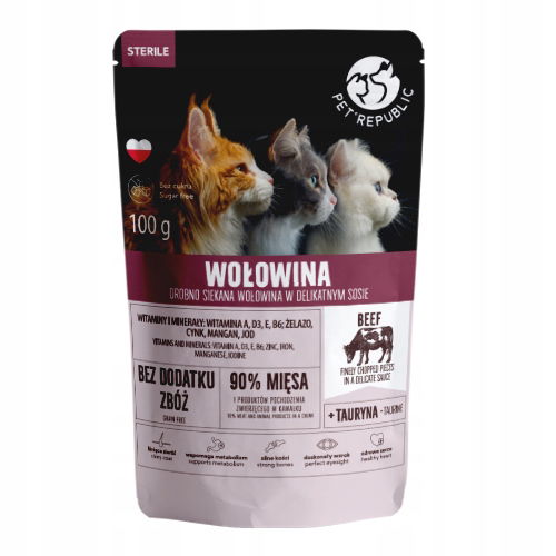 Petrepublic Sterile Krmivo Pre Mačky S Hovädzím Mäsom 100 G