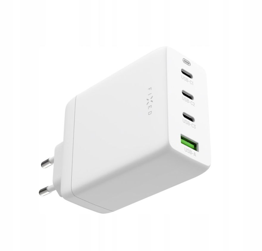 Pevná nabíjačka GaN 3xUSB-C/USB 100W FIXCG100-3CU-WH