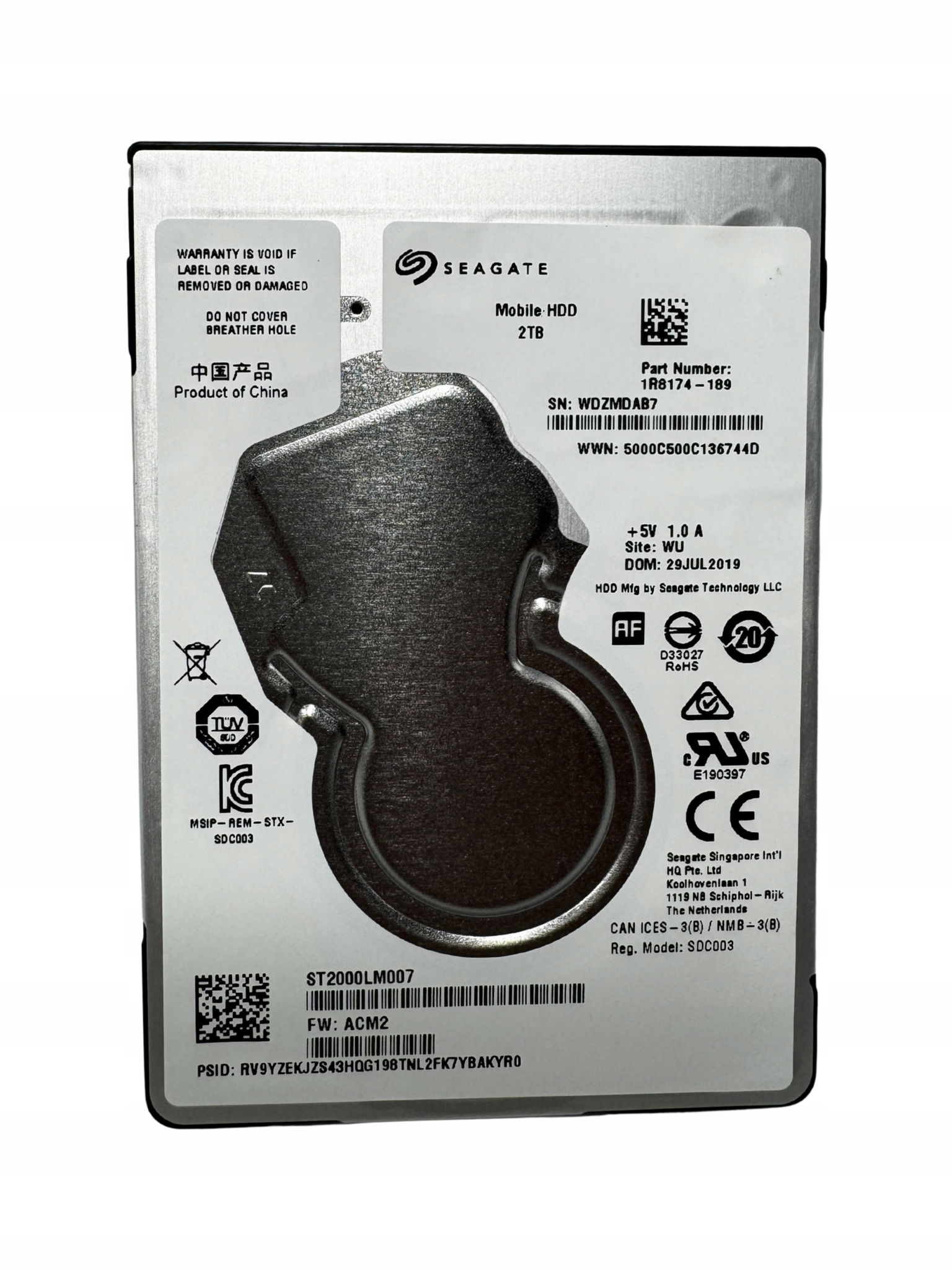Pevný disk Hdd Seagate 2TB Sata 2.5 5400 128MB ST2000LM007 1R8174
