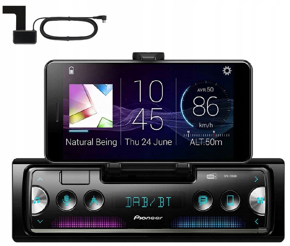 Pioneer SPH-20DAB Bluetooth autorádio držiak na telefón anténa Dab