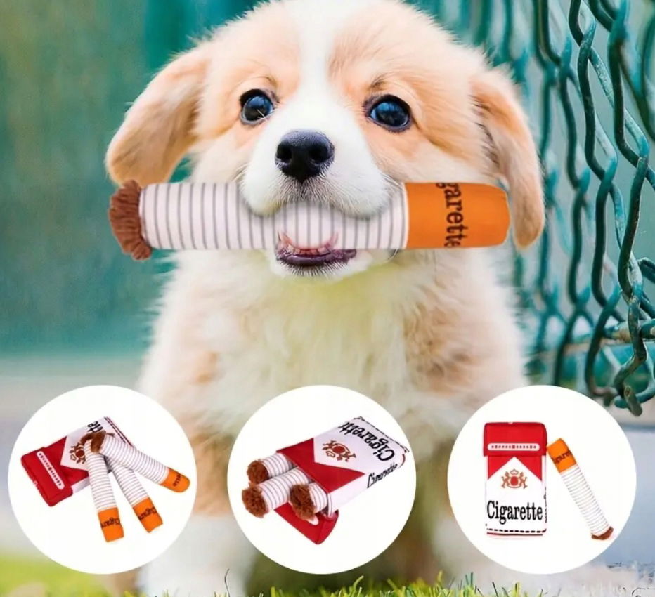 Píšťalka pre psa Vtipná hračka Balíček cigariet Cigarety Šluhy