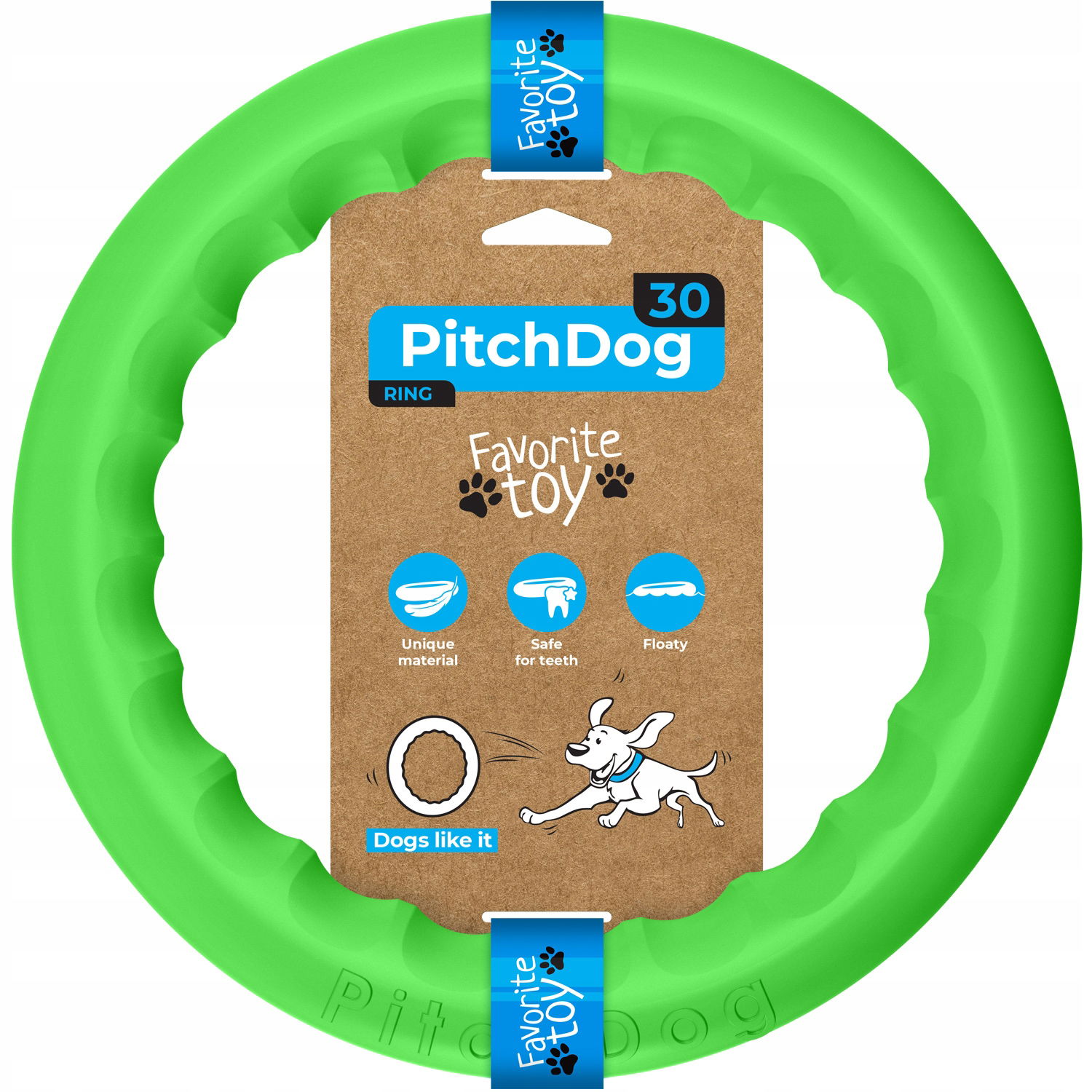 PitchDog aportovací krúžok, 28 cm, zelený
