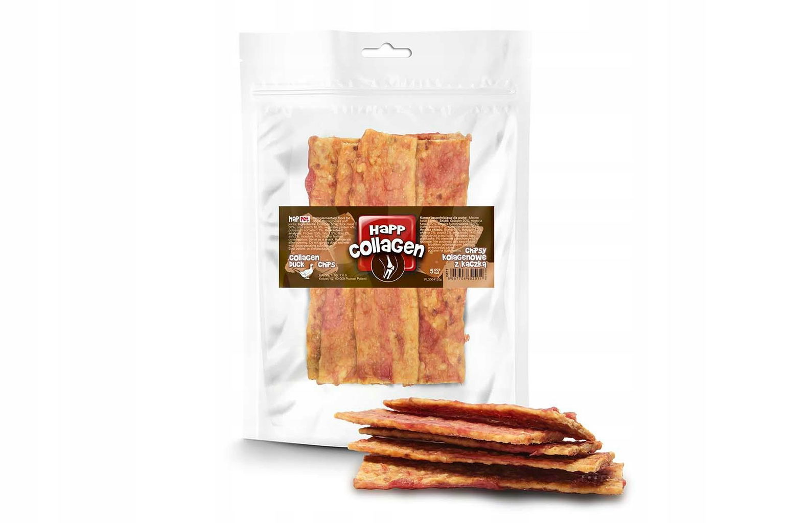 Pochúťky pre psa kolagénové chipsy kačica, 5 ks