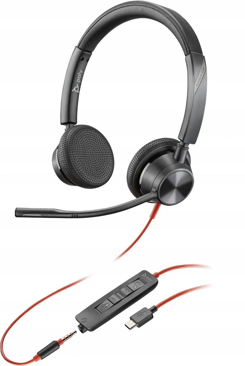 Poly Blackwire 3325 Stereo Usb-c Headset +3.5 mm Plug Usb-c/a adaptér
