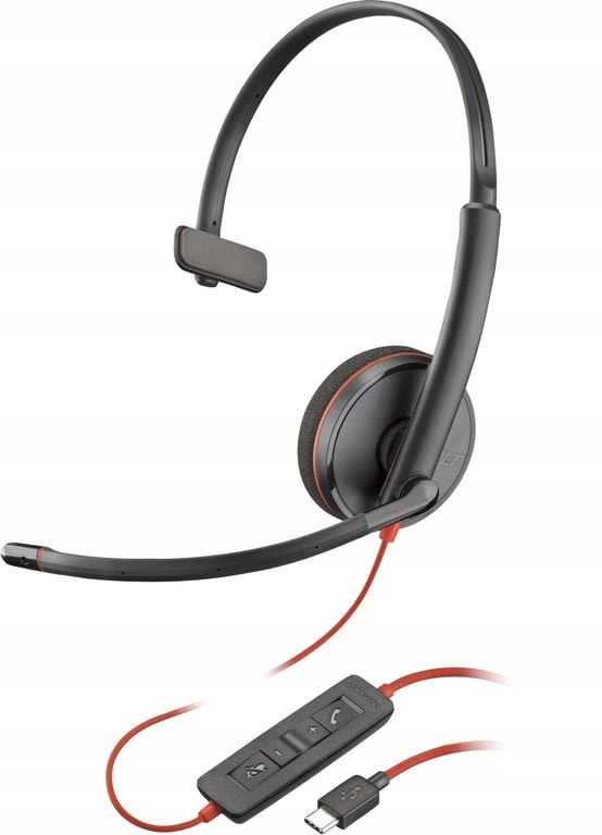 Poly Jednoušné slúchadlá Usb-c Blackwire 3210 adaptér Usb-