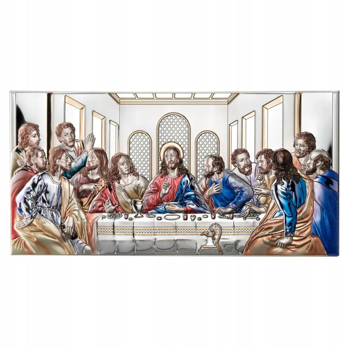 Posledná večera – moderný strieborný farebný obraz Veľkosť: 92x45 cm